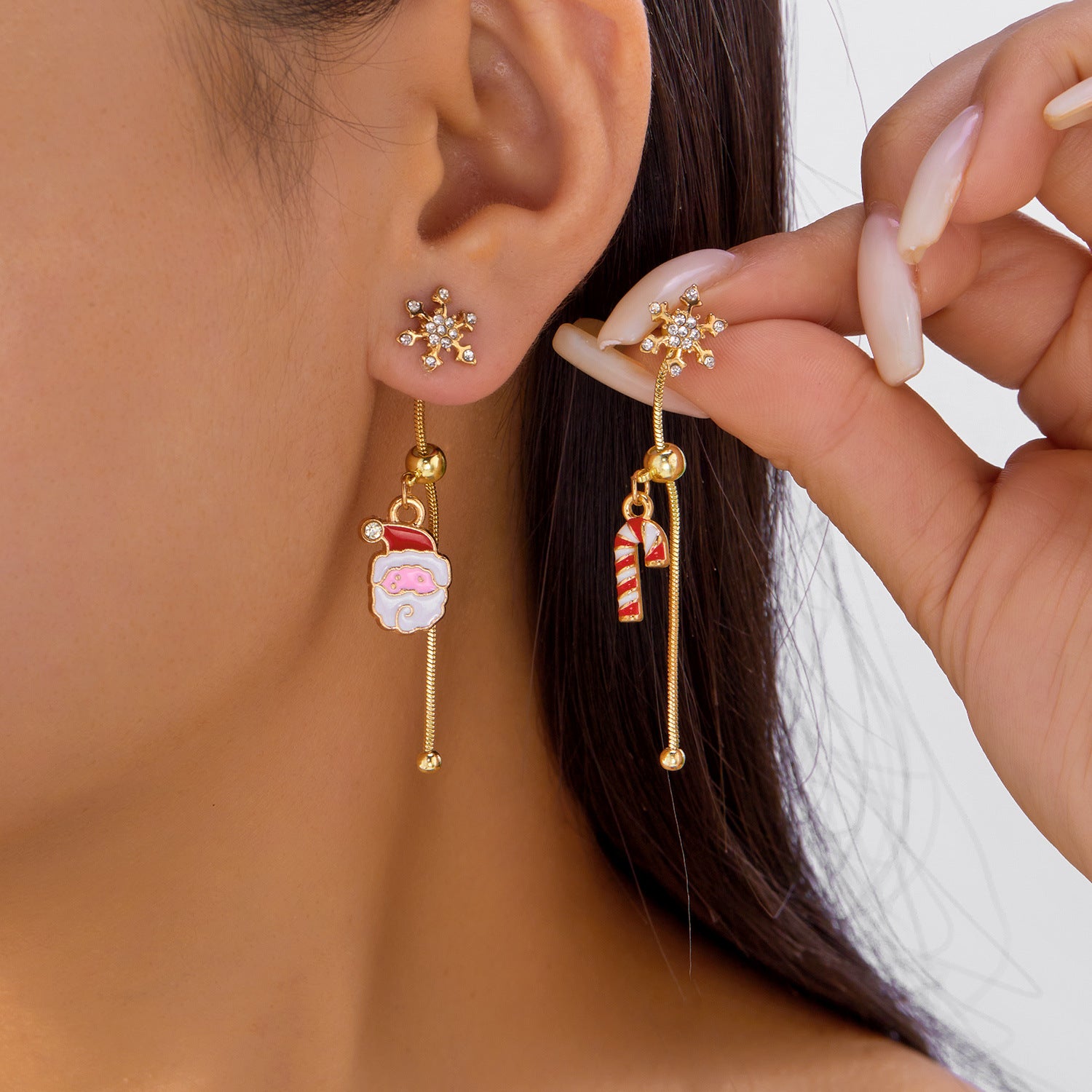 Wholesale New Christmas earrings for women all-match holiday Christmas gingerbread man cane earrings